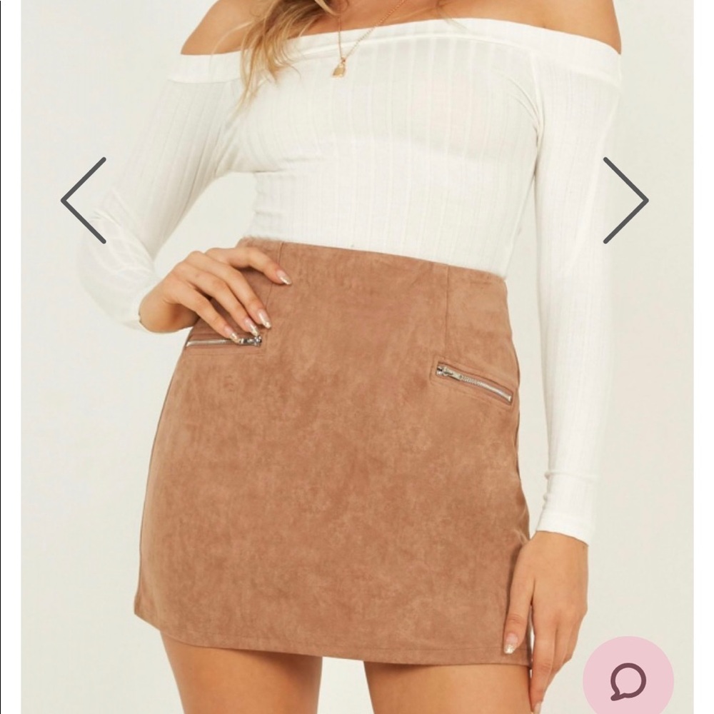 Showpo suede skirt in taupe